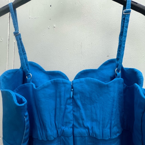 Linen sweetheart scallop midi dress Anthropologie button down - Picture 9 of 11